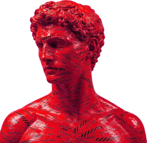 Red-tinted advertising sculpture