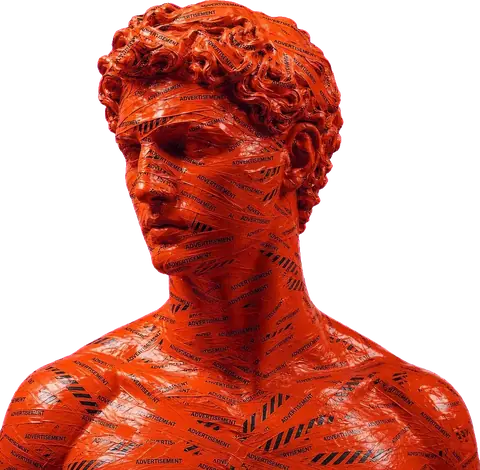 Orange-tinted advertising sculpture
