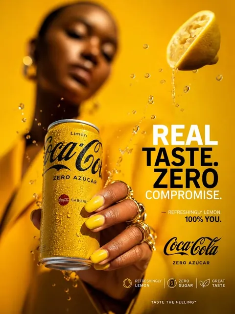 Yellow Coca-Cola citrus creative